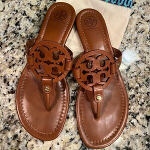 Tory Burch Miller Brown Leather Sandals